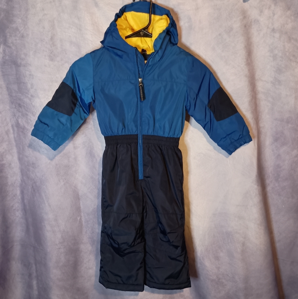 Lands' End Kids Blue and Yellow Puffer Jacket